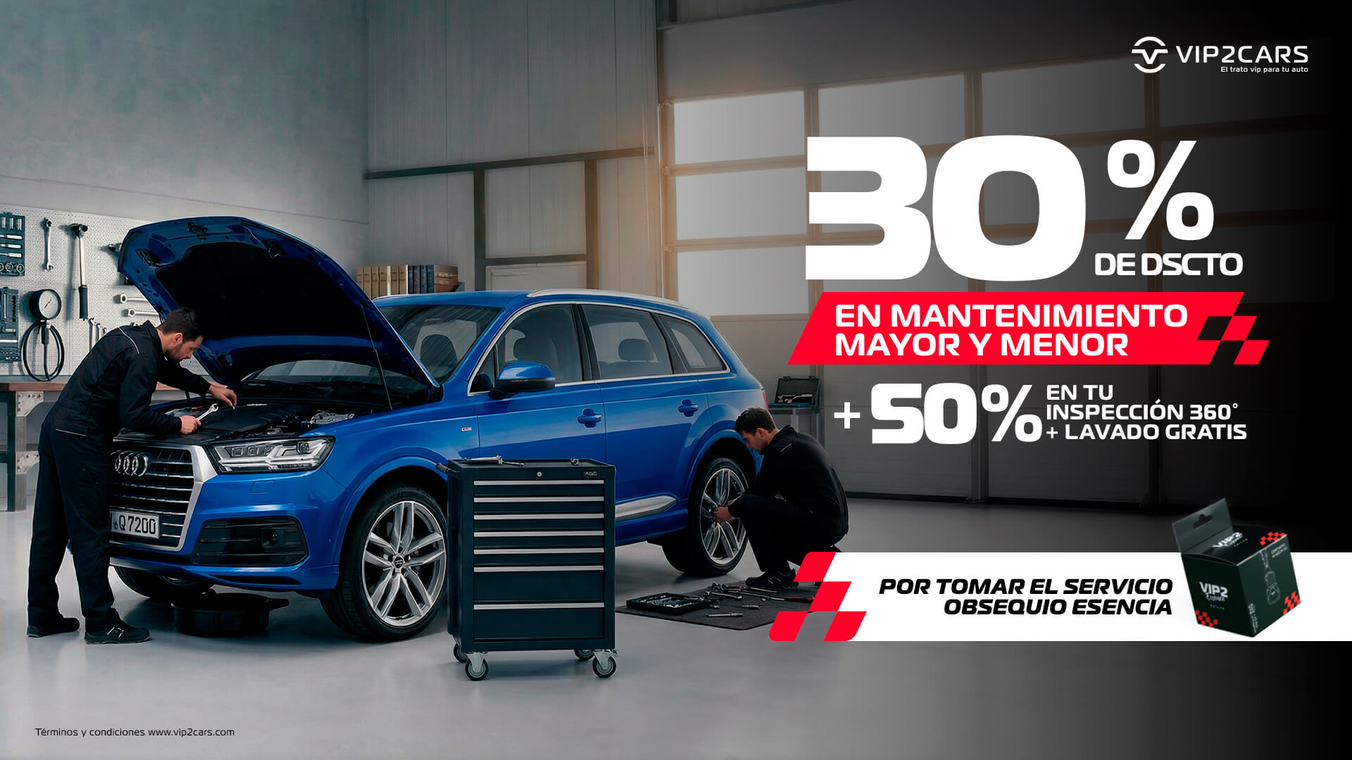 30% de dscto en manteminiento mayor y menor + 50% dscto en tu inspección 360 + lavado gratis